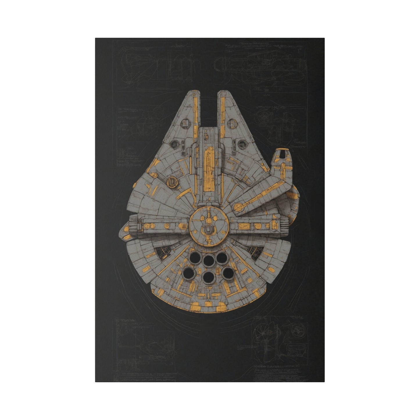 Falcon Top, Dark, Ship concept canvas .75"