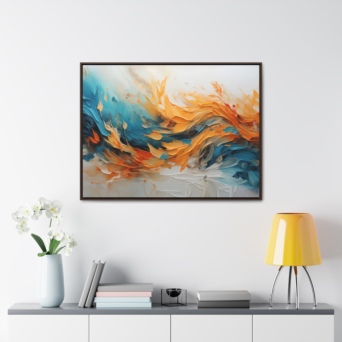 Decor Horizon , Orange and Blue Paint, Canvas Print, 1.25"