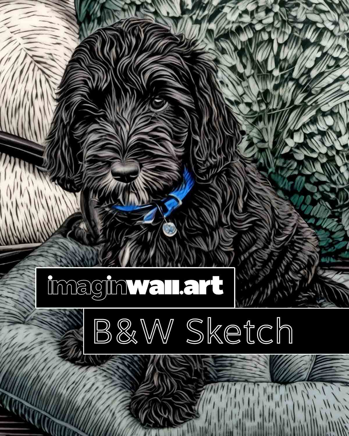 B&W Drawing Style Custom Pet Portrait