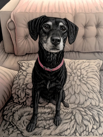 B&W Drawing Style Custom Pet Portrait