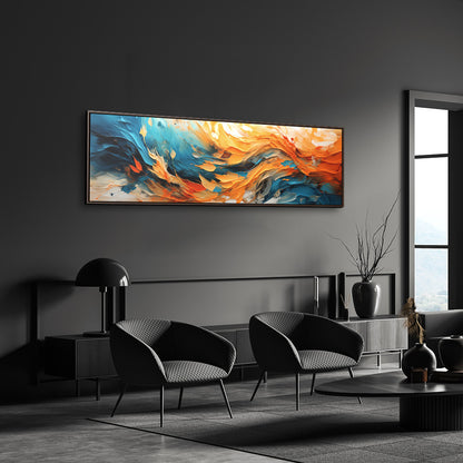 Decor Horizon , Orange and Blue Paint, Canvas Print, 1.25"