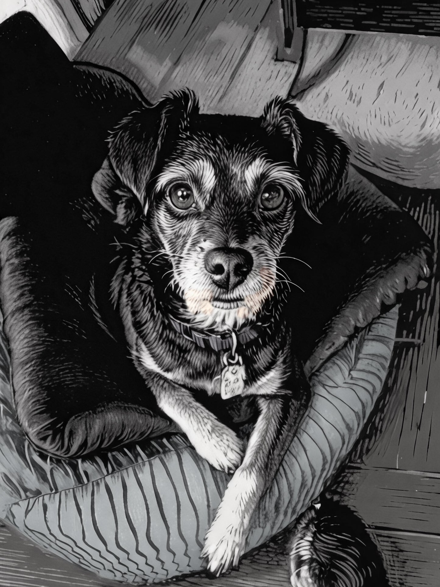 B&W Drawing Style Custom Pet Portrait