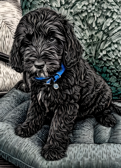 B&W Drawing Style Custom Pet Portrait