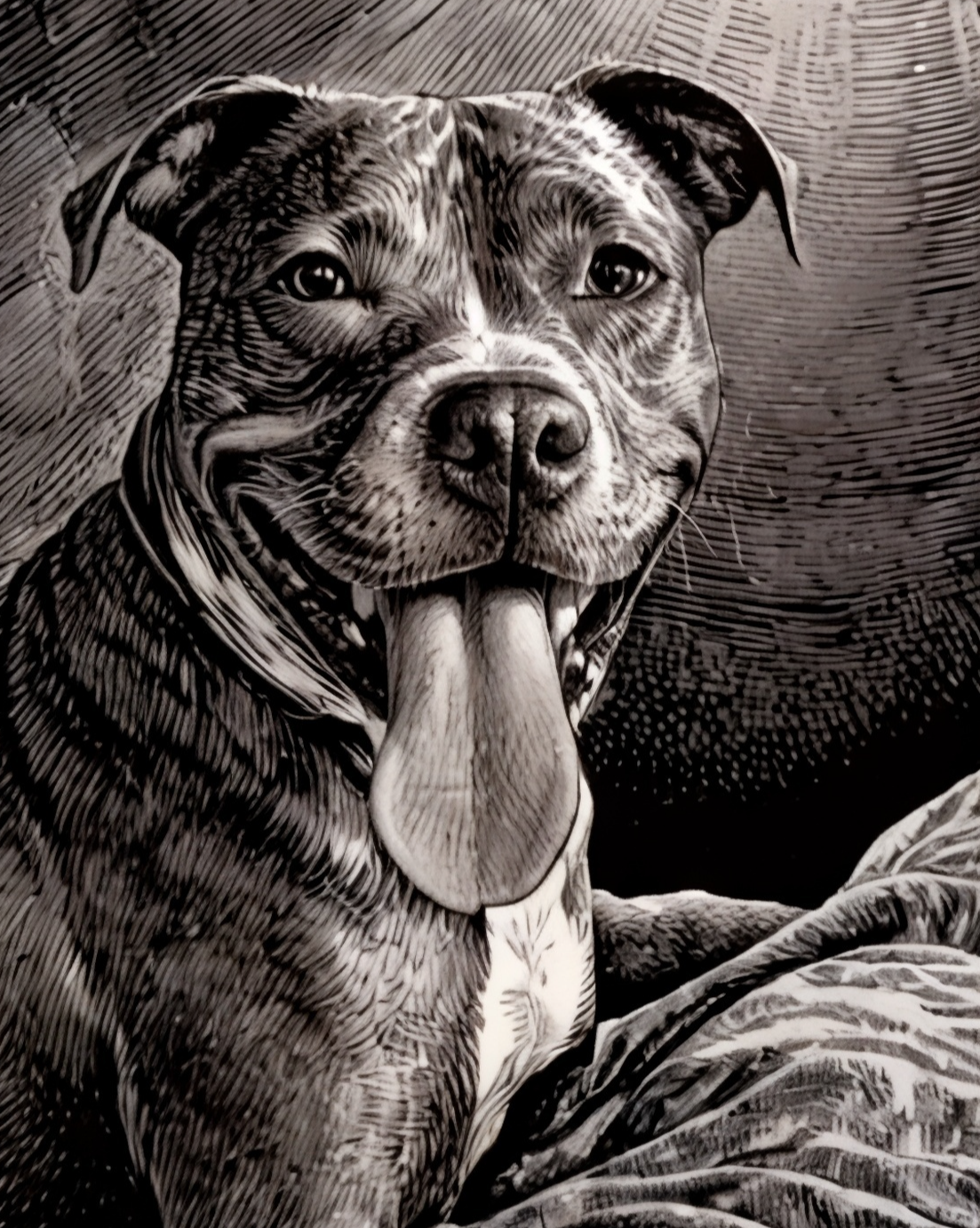 B&W Drawing Style Custom Pet Portrait