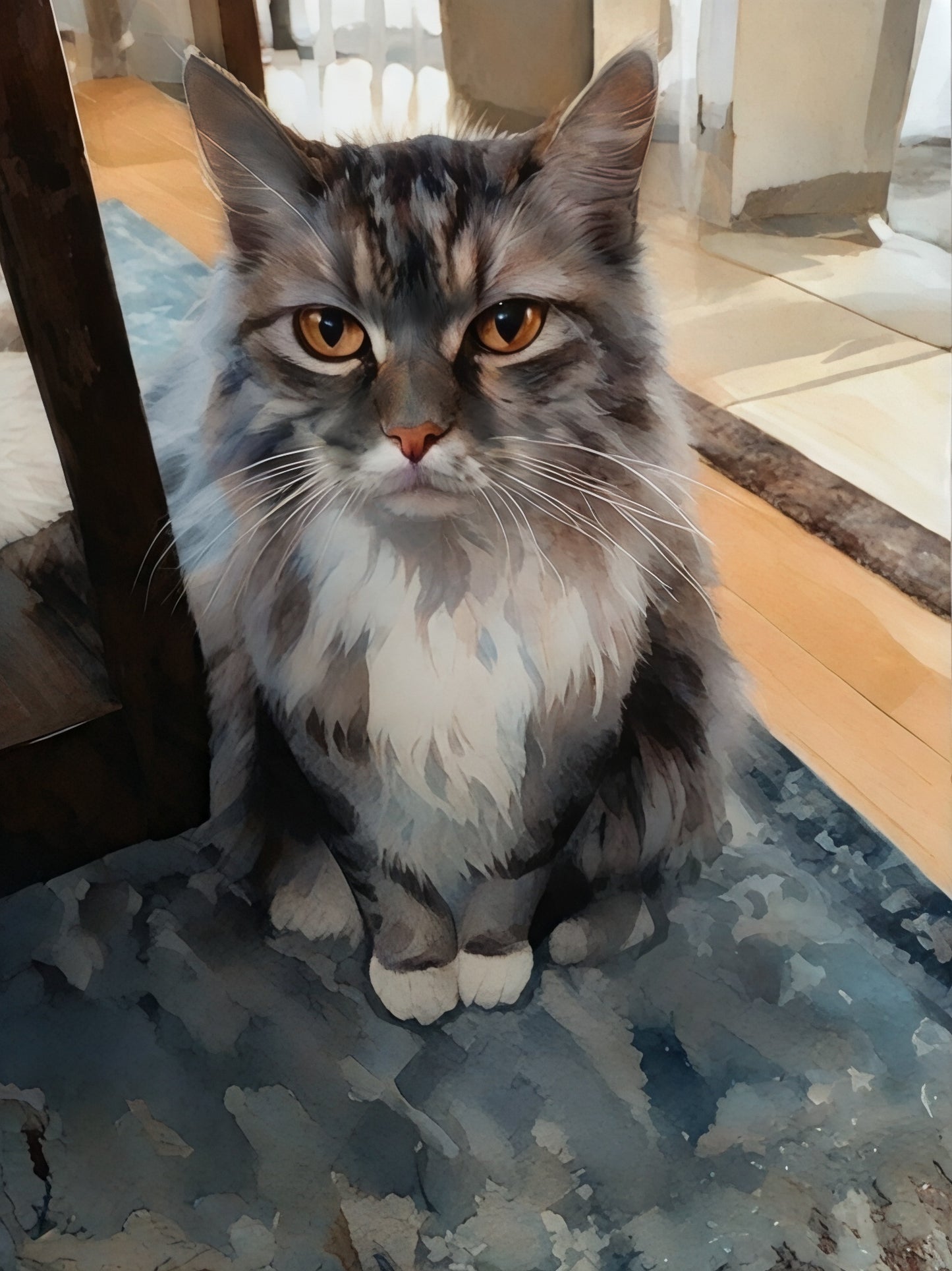 Delicate Watercolor Style Custom Pet Portrait